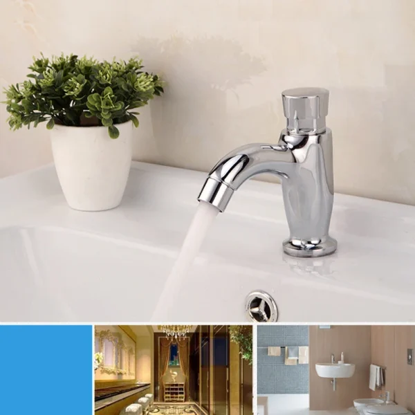 Bathroom Washbasin Faucet Copper Touch Press Time Delay Faucets Auto Self Closing Single Cold Water Toilet Saving Water Tap - Image 4