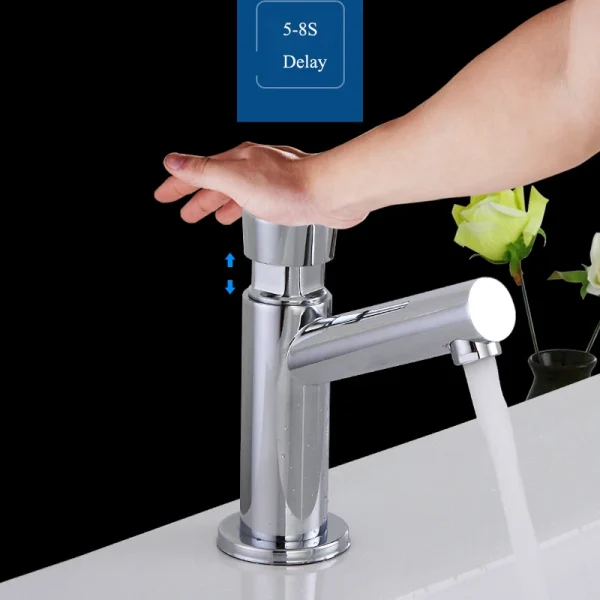 Bathroom Washbasin Faucet Copper Touch Press Time Delay Faucets Auto Self Closing Single Cold Water Toilet Saving Water Tap - Image 6