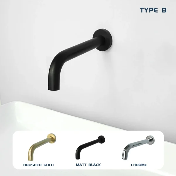 Brass Gold Chrome Black Grey Spout Bathroom Mixer Sink Tap Basin Vanity Water Tapware 150/200/250MM Faucet Replacement Spouts - Image 2