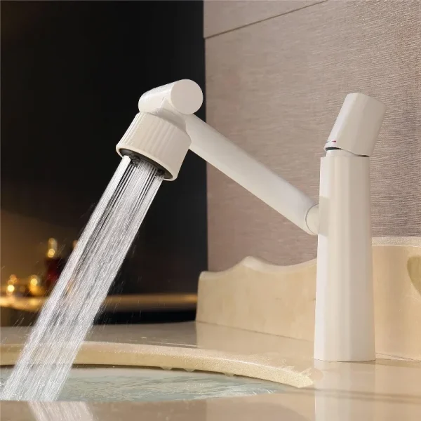 Multifunctional Stream Sprayer Basin Faucet for Bathroom Single Holder 360 Degree Rotatable Lift Washbasin Tap With Hose - Image 4