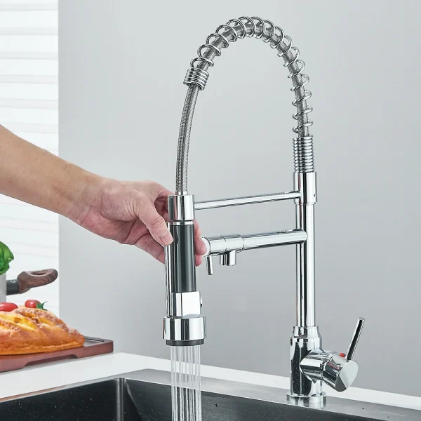 Pull Down Spring Kitchen Faucet Single Lever Hot Cold Mixer Water For Kitchen Sink Dual Spout Nozzle Faucets Crane - Image 5