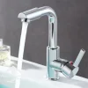 Bathroom Hot and Cold Faucet Basin Water Faucet New Washbasin Tap Deck Mounted Singel Handel Single Hole Chrome