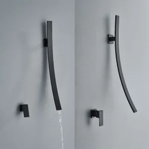 70cm Spout Waterfall Bathroom Faucet Wall Mounted Basin Mixer Tap Single Handle Brass Concealed Sink
