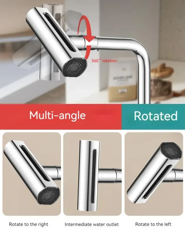 Kitchen shower waterfall splash head Cold and hot dishwashing basin Dishwashing basin sink multi-functional swivel faucet - Image 3
