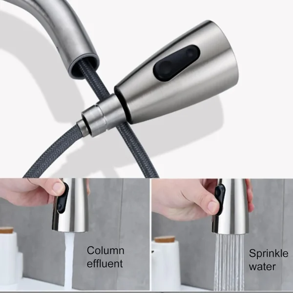 Kitchen Drain Faucet 304 stainless steel 360 Rotation Hot Cold Water Tap For Kitchen 2-way Sprayer Water Tap Single Handle Tap - Image 2