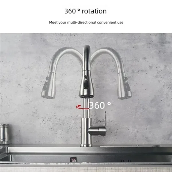 Kitchen Faucets 304 stainless steel Pull Out Kitchen Sink Water Tap Deck Mounted Mixer Stream Sprayer Head Hot Cold Taps - Image 5