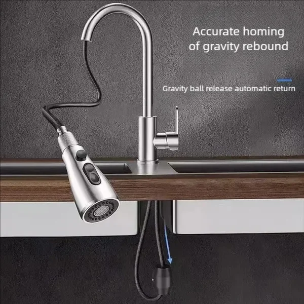 Kitchen Faucets 304 stainless steel Pull Out Kitchen Sink Water Tap Deck Mounted Mixer Stream Sprayer Head Hot Cold Taps - Image 3