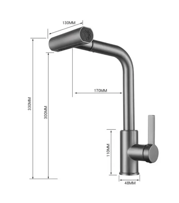Kitchen shower waterfall splash head Cold and hot dishwashing basin Dishwashing basin sink multi-functional swivel faucet - Image 4