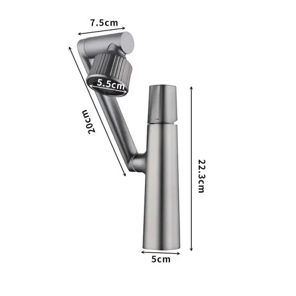 Multifunctional Stream Sprayer Basin Faucet for Bathroom Single Holder 360 Degree Rotatable Lift Washbasin Tap With Hose - Image 5