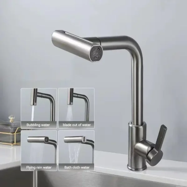 Kitchen shower waterfall splash head Cold and hot dishwashing basin Dishwashing basin sink multi-functional swivel faucet - Image 6