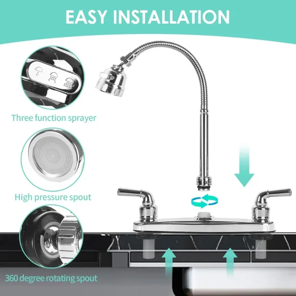 South American RV Kitchen Faucets Dual Port Faucet Kitchen Splashproof Faucet Replacement Sink Faucets Kitchen Accessories ﻿ - Image 6