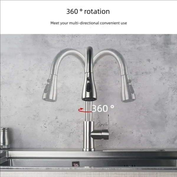 Kitchen Faucets 304 stainless steel Pull Out Kitchen Sink Water Tap Deck Mounted Mixer Stream Sprayer Head Hot Cold Taps - Image 5